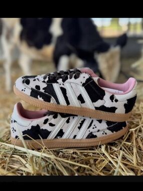 ADIDAS SAMBA OG Cow Print size 8 Women Sneaker Animal Print Style Gum Sole NWT